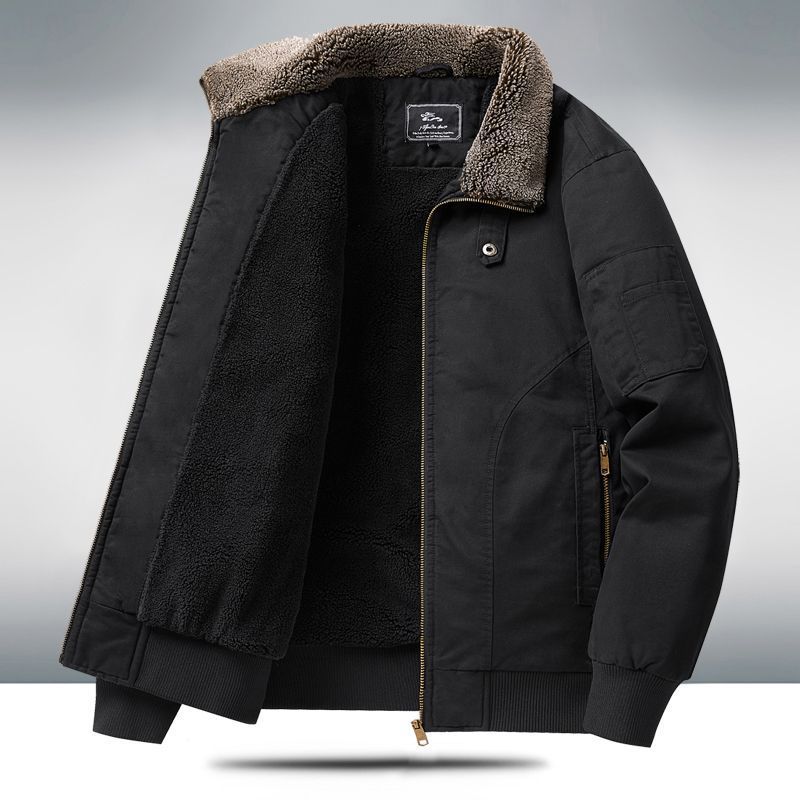 Mens Fleece-lined Loose-fit Plus-size Coat - pokema7694540173fc5619bfb49430017a065e
