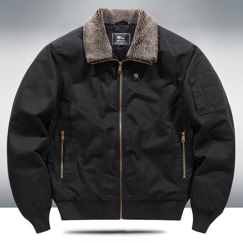 Mens Fleece-lined Loose-fit Plus-size Coat - pokemad1928f6eea72411af1bc8ab551d3a610
