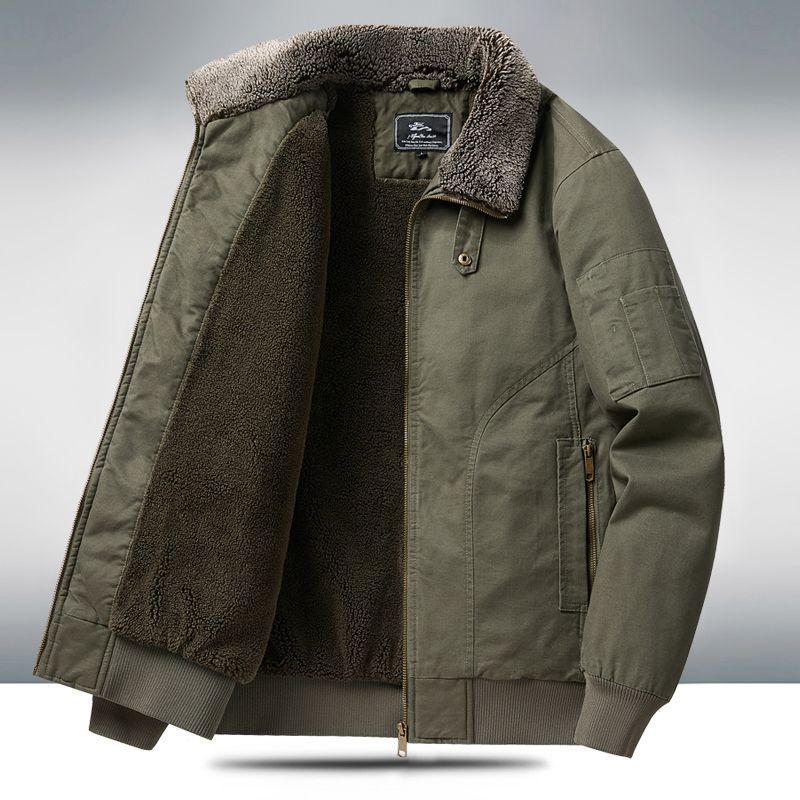 Mens Fleece-lined Loose-fit Plus-size Coat - pokema36828461c68c22e72ed1908e20c4d225