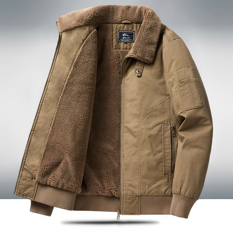 Mens Fleece-lined Loose-fit Plus-size Coat - pokema8e7d916b600bc6fc1cb29bb62c4d4816