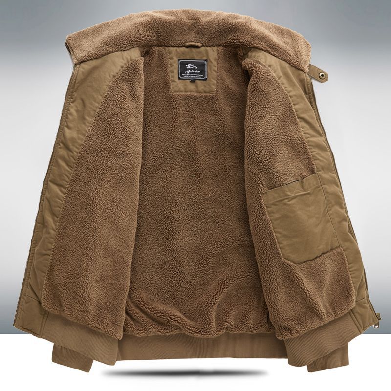 Mens Fleece-lined Loose-fit Plus-size Coat - pokemaf2c86e017748362f2c1631b083ee5889