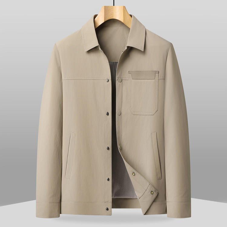Mens Lapel Jacket With Buttoned Placket Top Coat - pokema3270171f832cb359bb180417d372b4ab