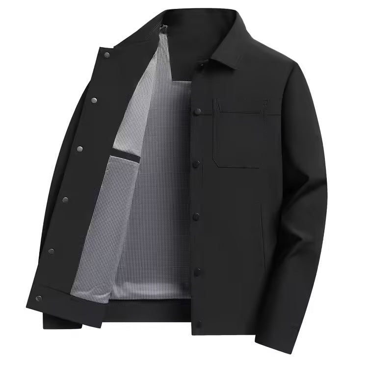 Mens Lapel Jacket With Buttoned Placket Top Coat - pokema5071de6852e1a6bf89de3b7203f817ee