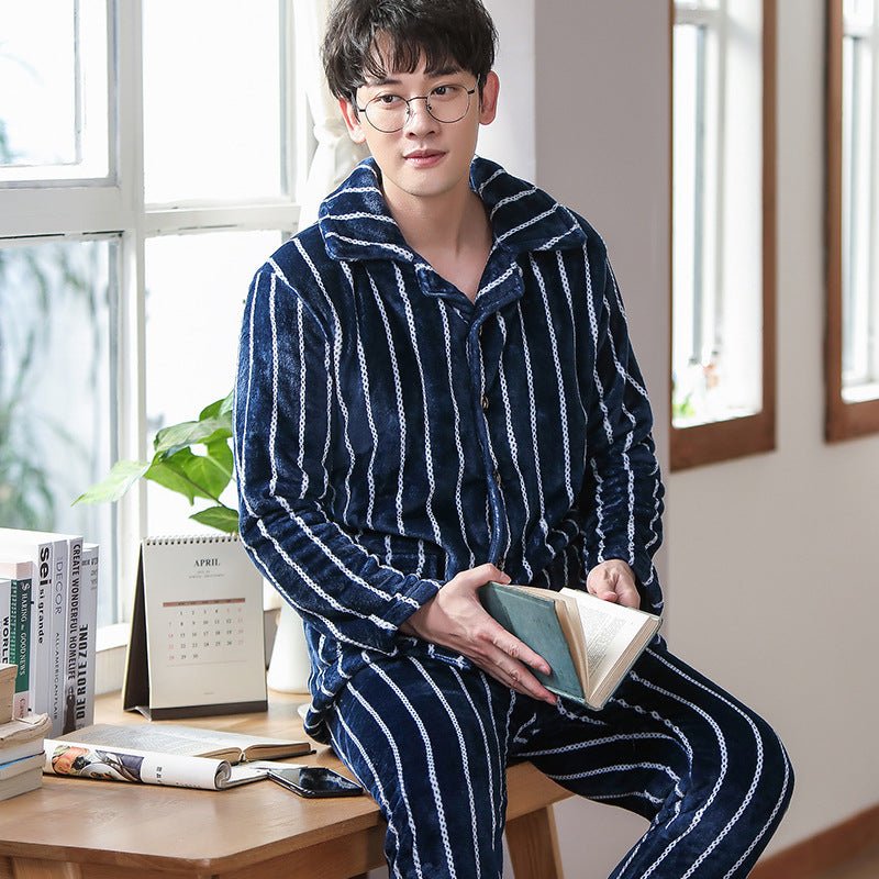 Men's Long Sleeve Cardigan Pajamas Outer Wear Coral Fleece Home Wear - pokema10fb43164a9e95a63fc6d2b51282f981