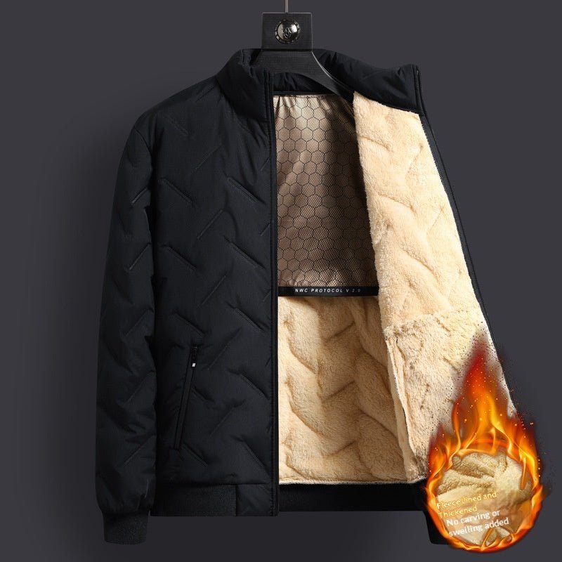 Mens Mid-Length Padded Fleece-Lined Cotton Coat With A Collar For Warmth - pokemab4c858d336c2447a1aa36c95a5eae23a