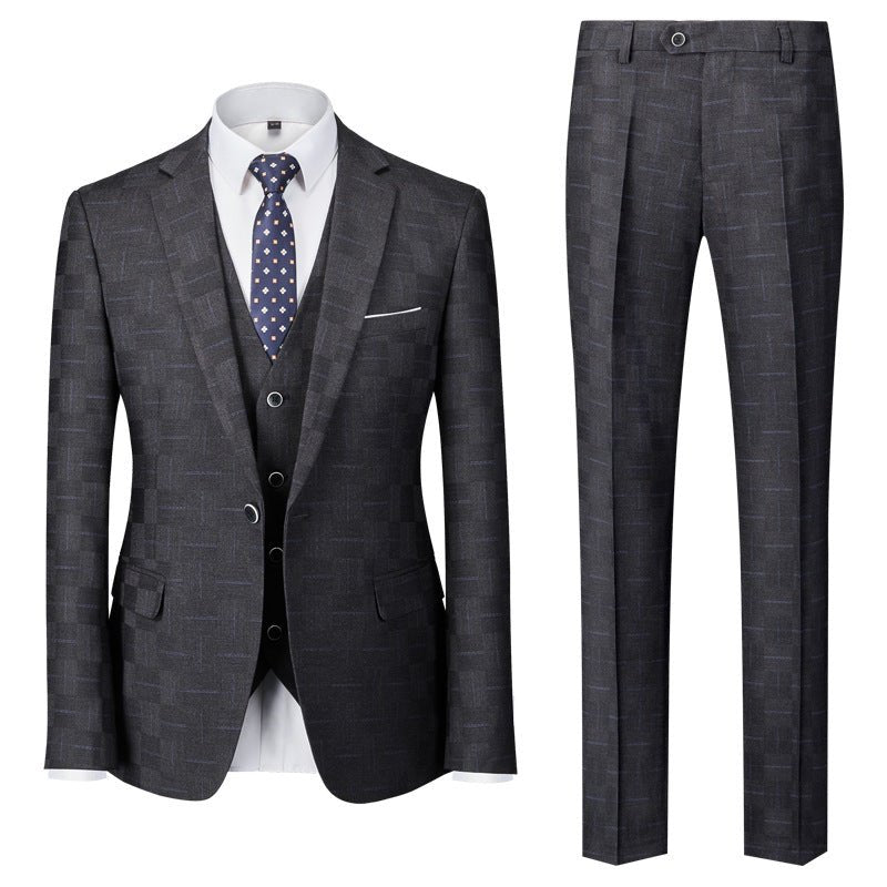 Mens New Plaid Set Mens Foreign-trade Suit - pokema57d29f4f94cd46df9d75aaf2b2bad412