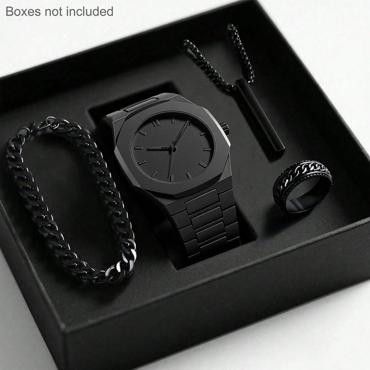Mens Quartz Watch Necklace Bracelet Set - pokema5f1991b8ff72490d44dffd1007be399b