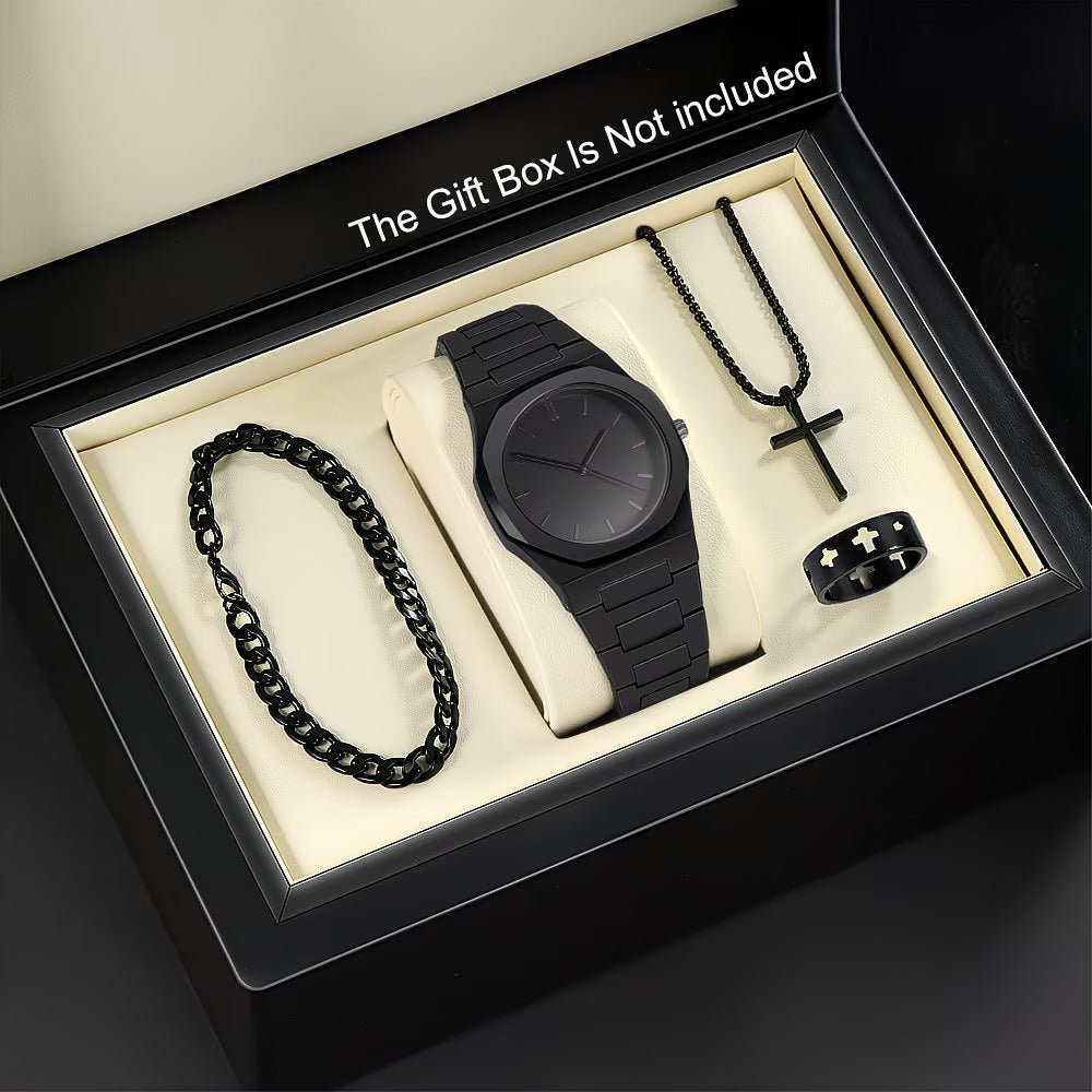 Mens Quartz Watch Necklace Bracelet Set - pokema136c656375694acc086cdf3c3285126c