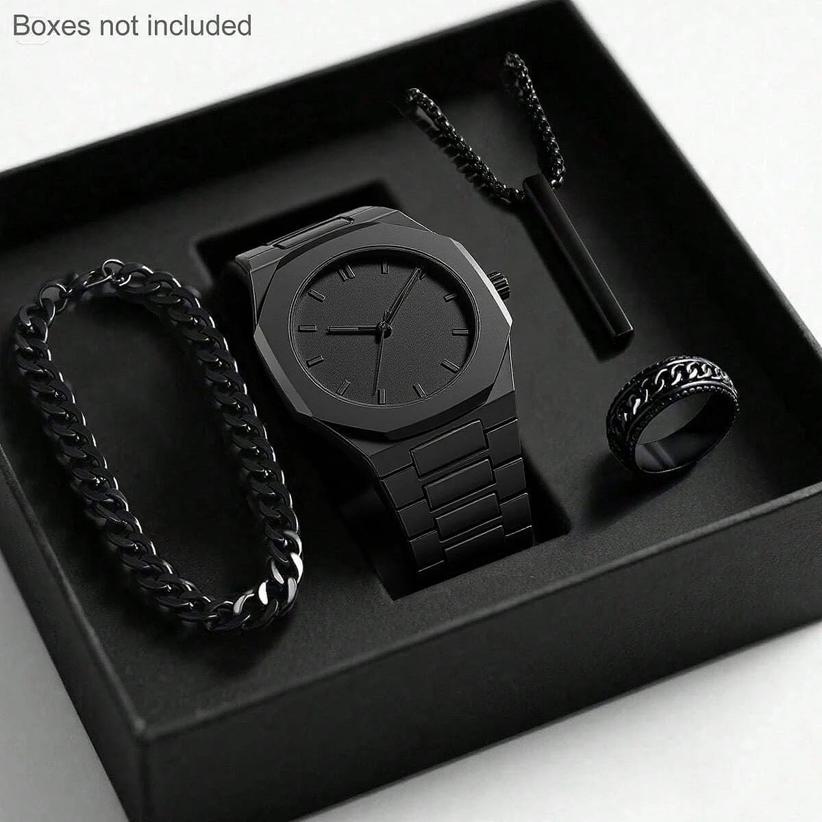Mens Quartz Watch Necklace Bracelet Set - pokema296e0f68c10d5b158a1db158ae0f953b