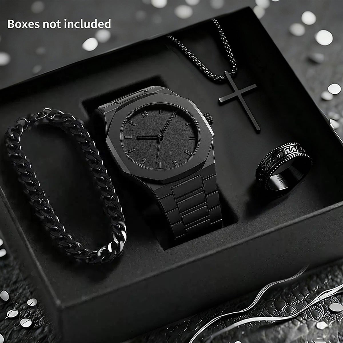 Mens Quartz Watch Necklace Bracelet Set - pokema7aea3cebdfef70ed198ee1522c385578