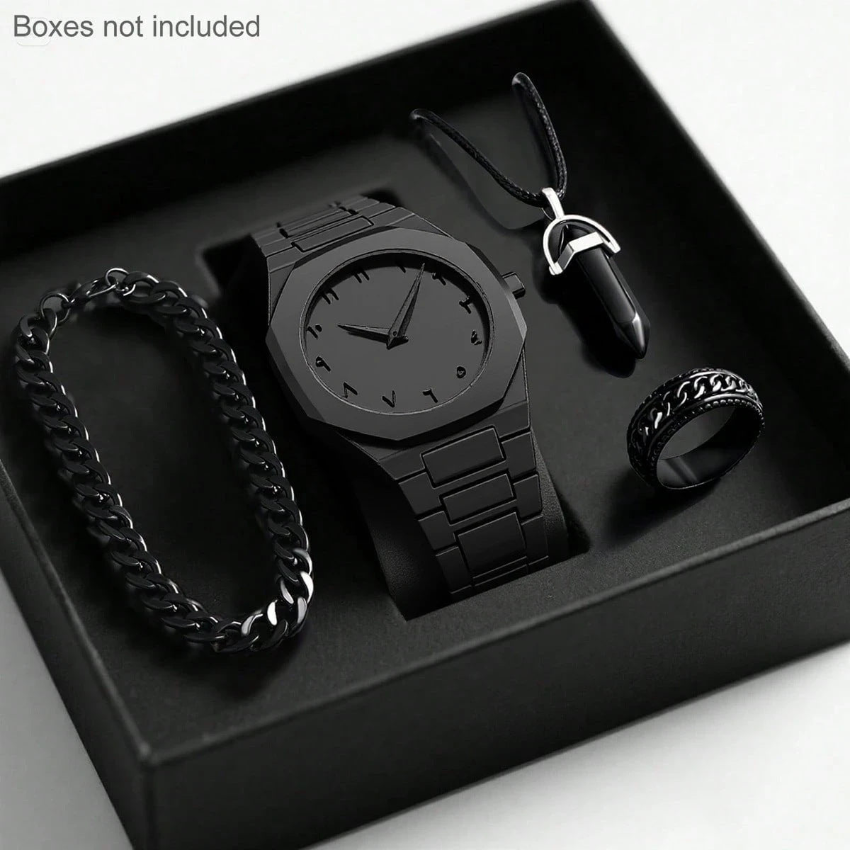 Mens Quartz Watch Necklace Bracelet Set - pokema30ac8bc99533c910fe6a37b8fdc83297
