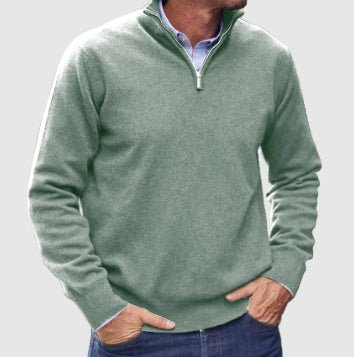 Men's Stand Collar Zipper Sweater Winter Fashion Solid Color Long Sleeve Knitted Top Clothing - pokemac6fd1e1cb7495da00ad4d4fb00acfabf