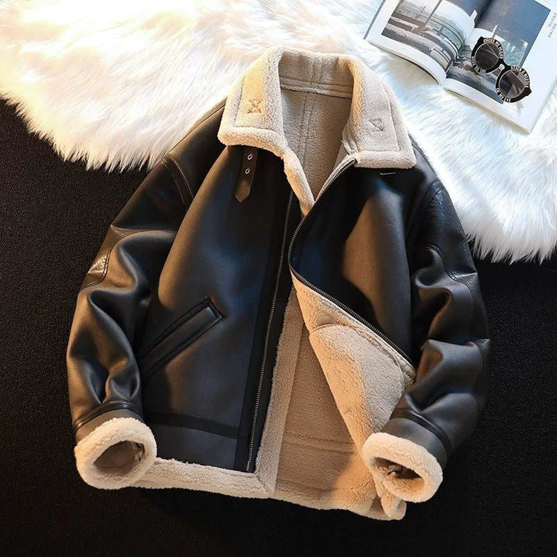 Men's Winter Fleece Cashmere Leather Coat - pokema9922fddb34c74a342a8652c659a9d63e