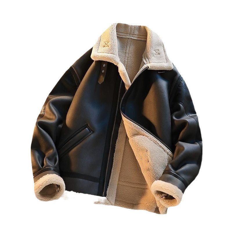 Men's Winter Fleece Cashmere Leather Coat - pokemaab801cd11985727fc3562b3df1db05dd