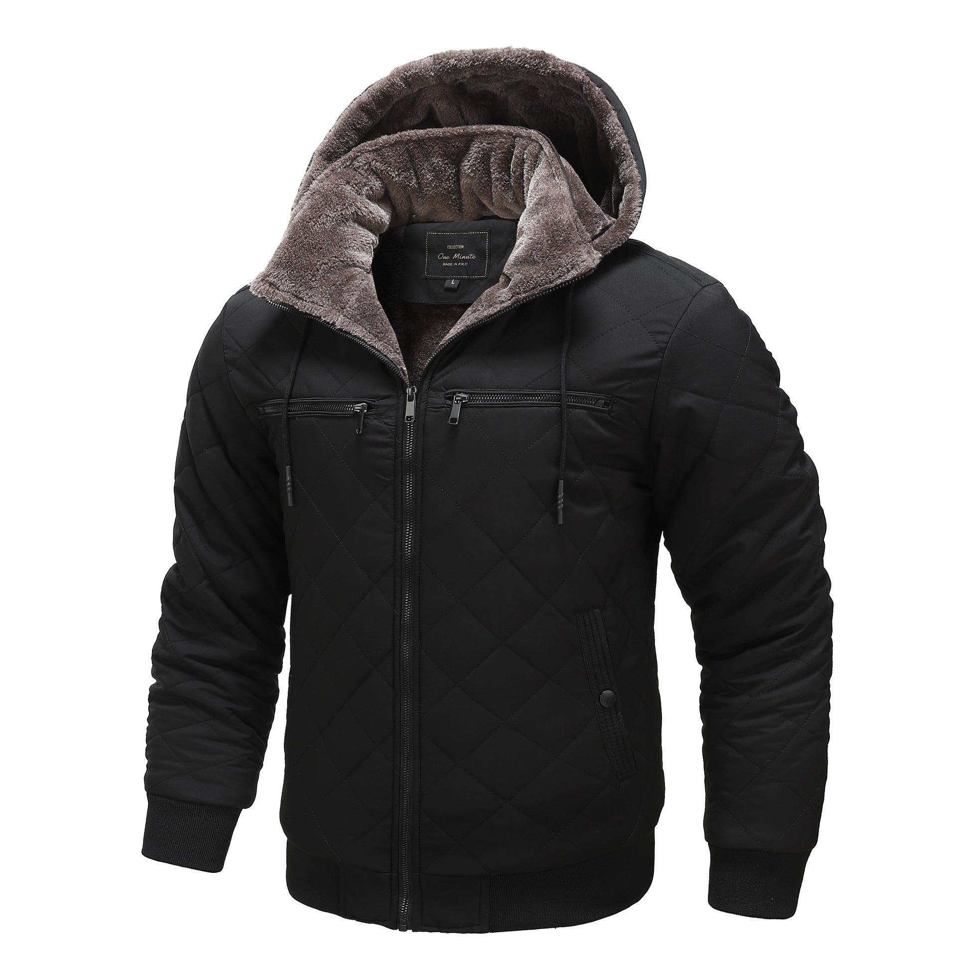 Mens Winter Fleece Lined Jacket Warm Insulated Cotton Coat - pokema513194c7de17130974e5fa89a606cd34