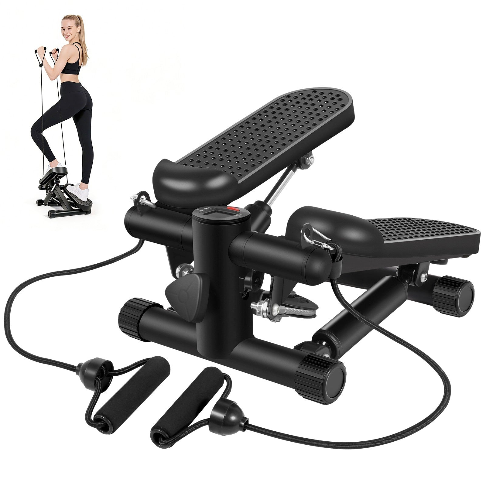 Mini Exercise Stepper With Resistance Bands And LCD Monitor Home Fitness Equipment - pokemaac630987a832bd712282b04a6014d7b6