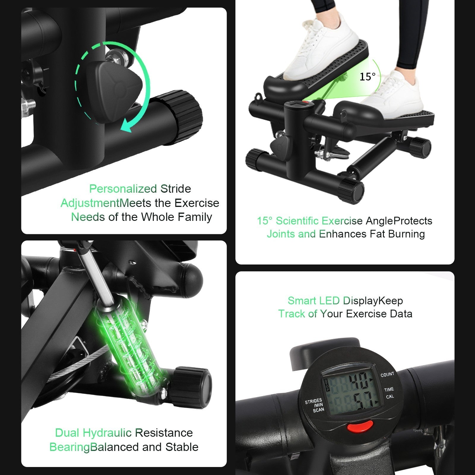 Mini Exercise Stepper With Resistance Bands And LCD Monitor Home Fitness Equipment - pokema8b4092b4ab4ab905460fc2d81e0d5bf4