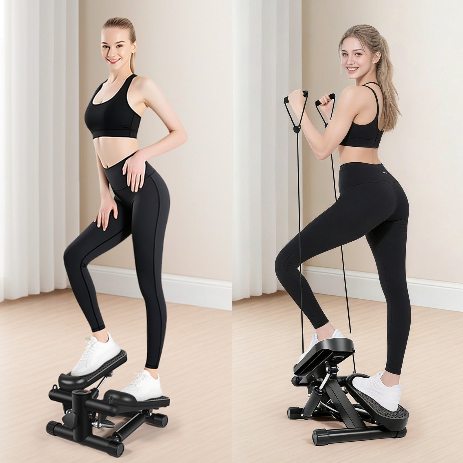 Mini Exercise Stepper With Resistance Bands And LCD Monitor Home Fitness Equipment - pokemae45237e7721f6bc7e3ad2409cc21989