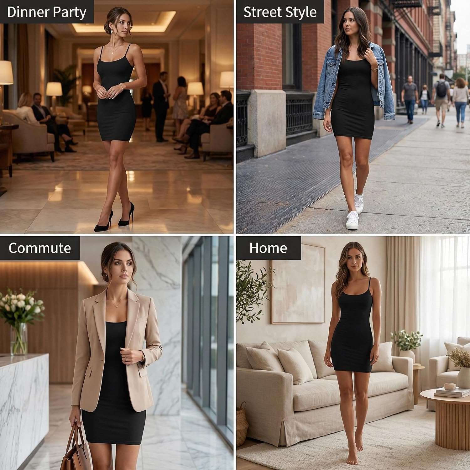 Mini robe moulante sexy à bretelles spaghetti pour femme Dos nu Taille XS à 5XL - pokemaMini robe moulante sexy à bretelles spaghetti pour femme Dos nu Taille XS à 5XL