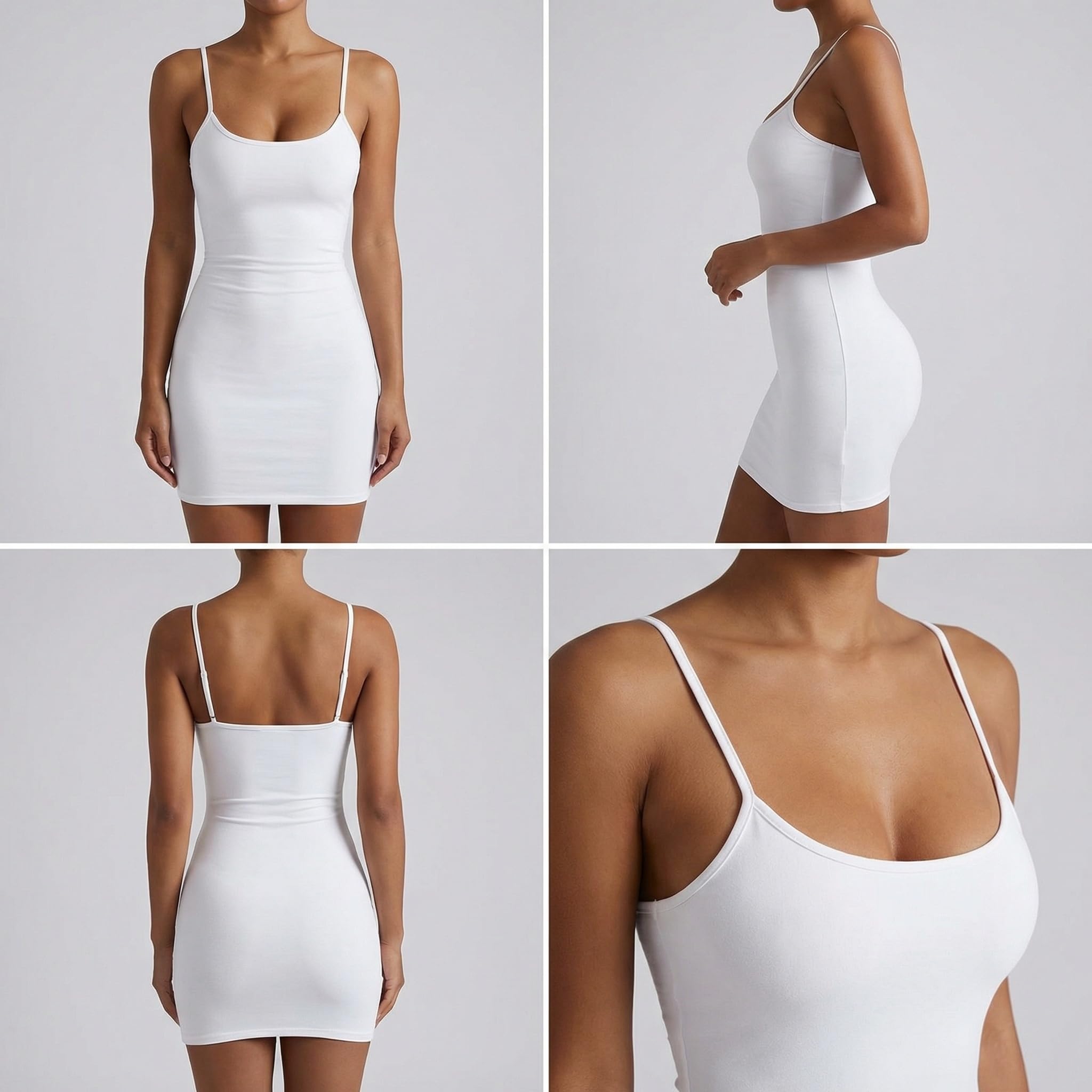 Mini robe moulante sexy à bretelles spaghetti pour femme Dos nu Taille XS à 5XL - pokemaMini robe moulante sexy à bretelles spaghetti pour femme Dos nu Taille XS à 5XL