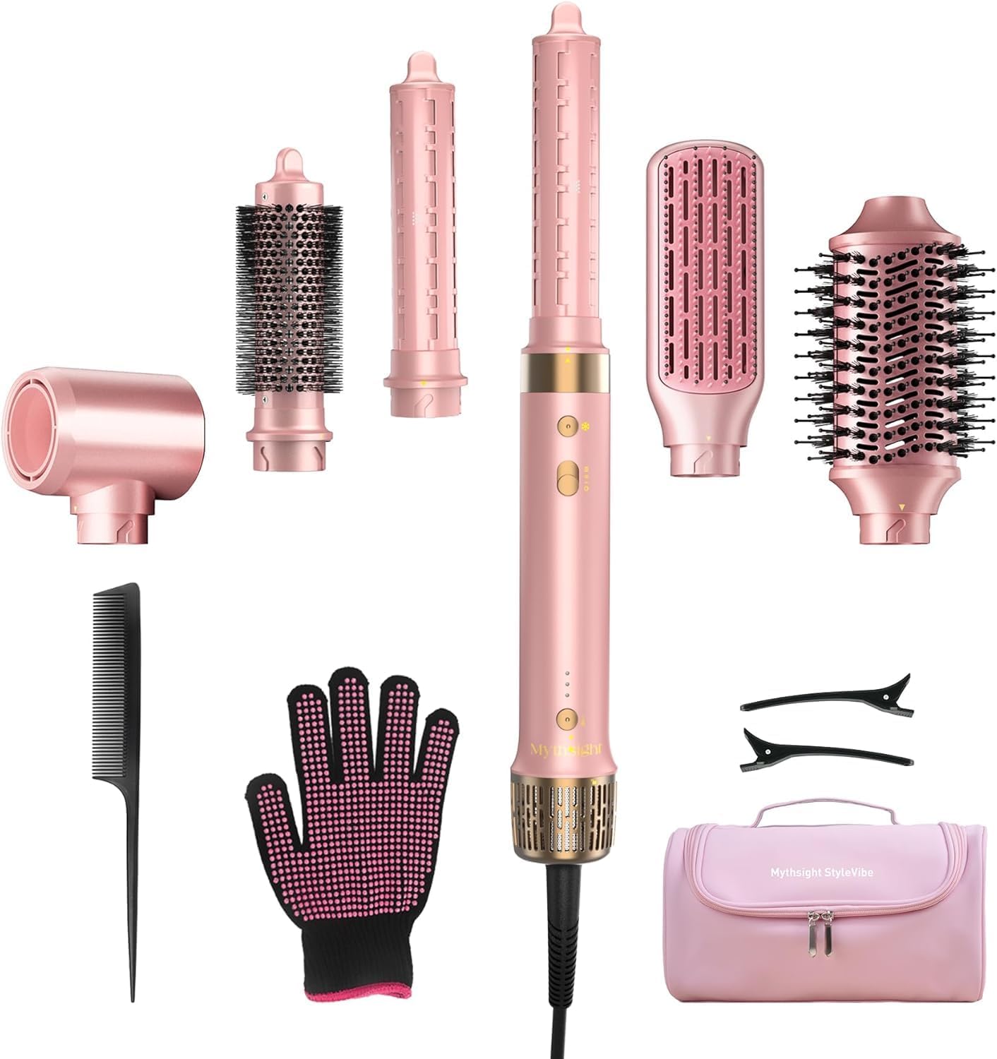 Mythsight StyleVibe 6-in-1 Air Styler, Hair Dryer & Blow Dryer Brush with Auto Wrap Curl L/R, Fast Drying, Smooth Blowouts, Root-Lift Volume, No Heat Damage Frizz-Free Thermal Brush with Travel Bag - pokemaMythsight StyleVibe 6-in-1 Air Styler, Hair Dryer & Blow Dryer Brush with Auto Wrap Curl L/R, Fast Drying, Smooth Blowouts, Root-Lift Volume, No Heat Damage Frizz-Free Thermal Brush with Travel Bag