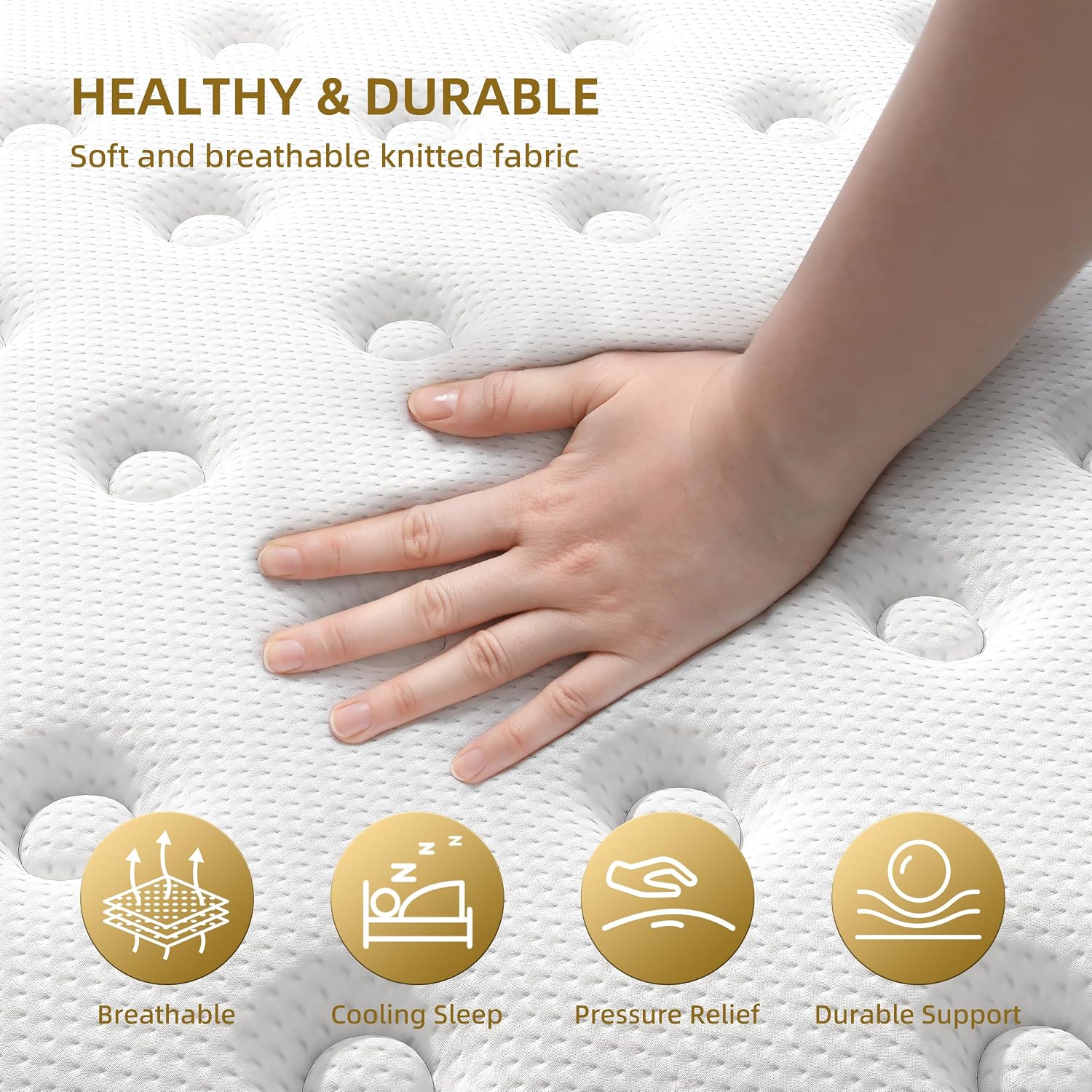 Naiveer Cool Gel Memory Foam Hybrid Mattress, 10 Inch King Size Mattress in A Box with Pocket Springs for Cool Sleep & Pressure Relief, Medium Firm Feeling with CertiPUR-US Certified Foam - pokemaNaiveer Cool Gel Memory Foam Hybrid Mattress, 10 Inch King Size Mattress in A Box with Pocket Springs for Cool Sleep & Pressure Relief, Medium Firm Feeling with CertiPUR-US Certified Foam