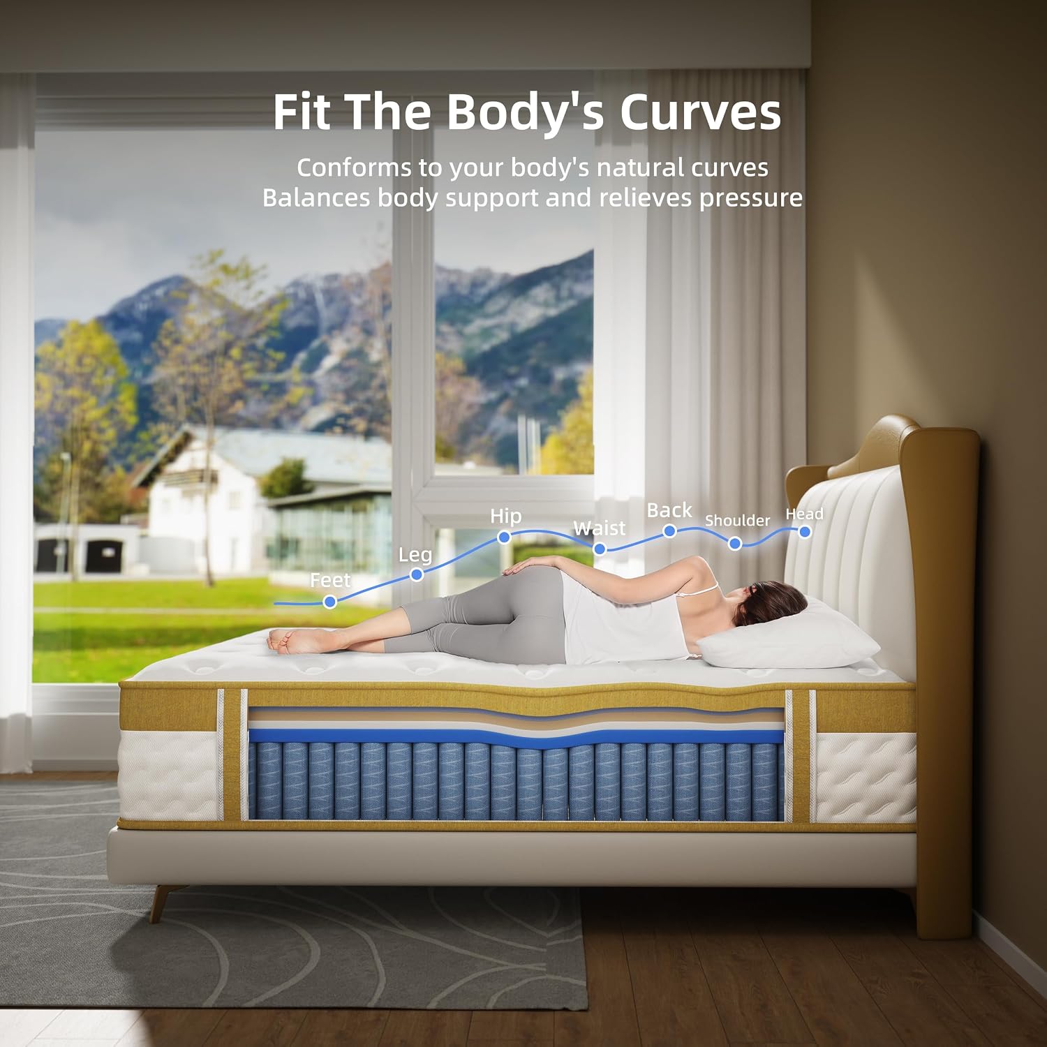 Naiveer Cool Gel Memory Foam Hybrid Mattress, 10 Inch King Size Mattress in A Box with Pocket Springs for Cool Sleep & Pressure Relief, Medium Firm Feeling with CertiPUR-US Certified Foam - pokemaNaiveer Cool Gel Memory Foam Hybrid Mattress, 10 Inch King Size Mattress in A Box with Pocket Springs for Cool Sleep & Pressure Relief, Medium Firm Feeling with CertiPUR-US Certified Foam