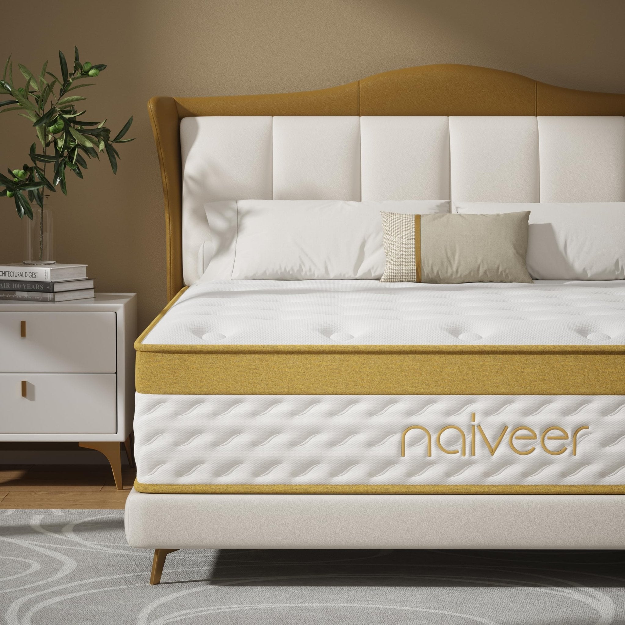 Naiveer Cool Gel Memory Foam Hybrid Mattress, 10 Inch King Size Mattress in A Box with Pocket Springs for Cool Sleep & Pressure Relief, Medium Firm Feeling with CertiPUR-US Certified Foam - pokemaNaiveer Cool Gel Memory Foam Hybrid Mattress, 10 Inch King Size Mattress in A Box with Pocket Springs for Cool Sleep & Pressure Relief, Medium Firm Feeling with CertiPUR-US Certified Foam