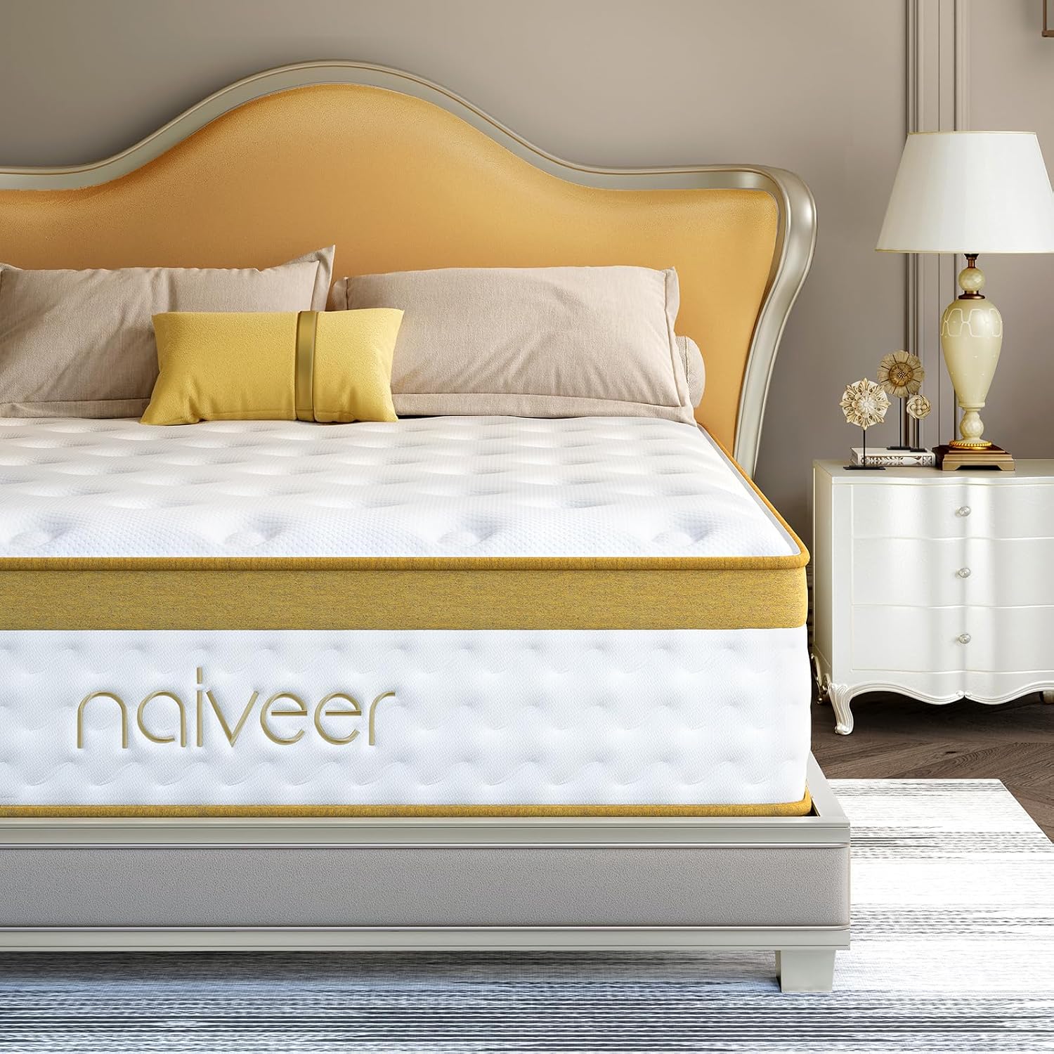 Naiveer Cool Gel Memory Foam Hybrid Mattress, 10 Inch King Size Mattress in A Box with Pocket Springs for Cool Sleep & Pressure Relief, Medium Firm Feeling with CertiPUR-US Certified Foam - pokemaNaiveer Cool Gel Memory Foam Hybrid Mattress, 10 Inch King Size Mattress in A Box with Pocket Springs for Cool Sleep & Pressure Relief, Medium Firm Feeling with CertiPUR-US Certified Foam