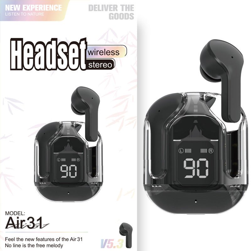 New Mini Transparent Wireless Bluetooth Headset Digital Display ENC Noise Reduction True Wireless Sports Music - pokema45ce68b92ff98d3b1d389f47f0903dc4