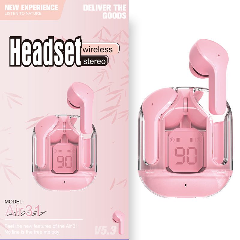 New Mini Transparent Wireless Bluetooth Headset Digital Display ENC Noise Reduction True Wireless Sports Music - pokemad864ecea16c4650b4c7a803f17082c5e