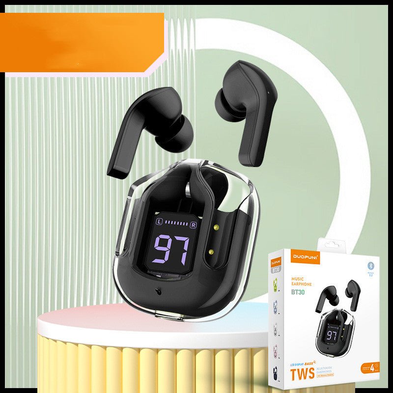 New Mini Transparent Wireless Bluetooth Headset Digital Display ENC Noise Reduction True Wireless Sports Music - pokema152c809f932d301ba6b4cdae1600a5c5