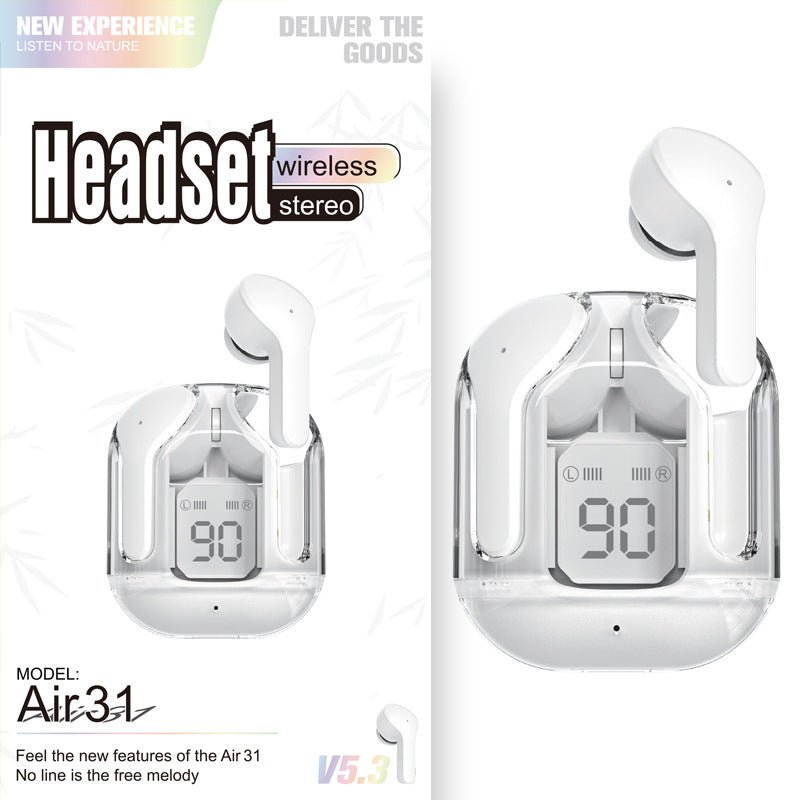 New Mini Transparent Wireless Bluetooth Headset Digital Display ENC Noise Reduction True Wireless Sports Music - pokemab3903a618b7e38d9bfdb7e73fcacf77c