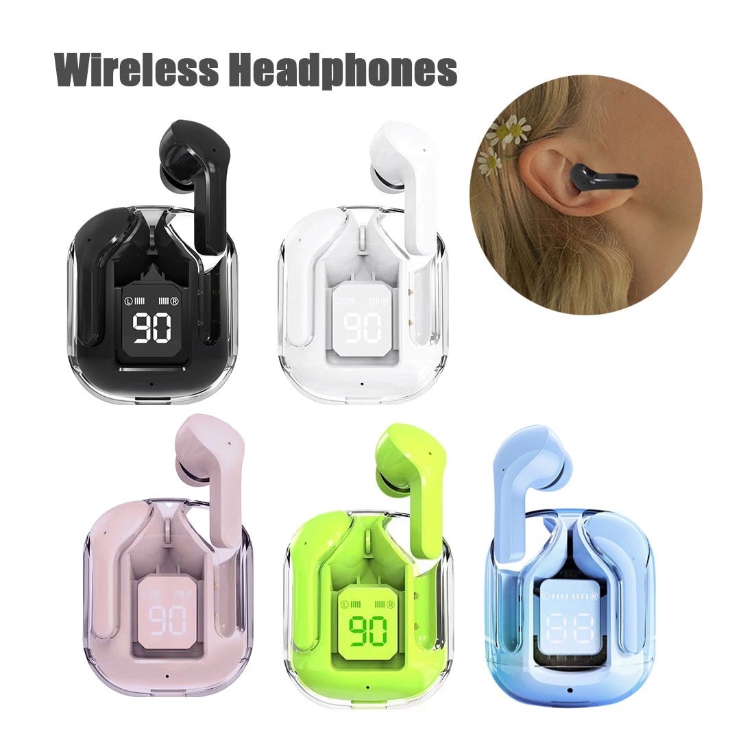 New Mini Transparent Wireless Bluetooth Headset Digital Display ENC Noise Reduction True Wireless Sports Music - pokemaf2d40a2a3c7819bc12b1dfc49173e1c0