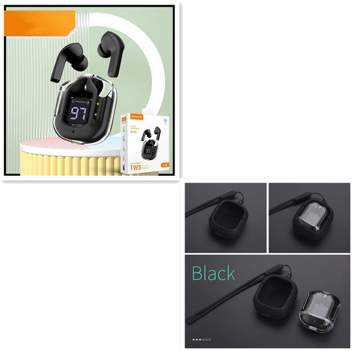 New Mini Transparent Wireless Bluetooth Headset Digital Display ENC Noise Reduction True Wireless Sports Music - pokemaf53470e1011e625a703fce28e2430e79