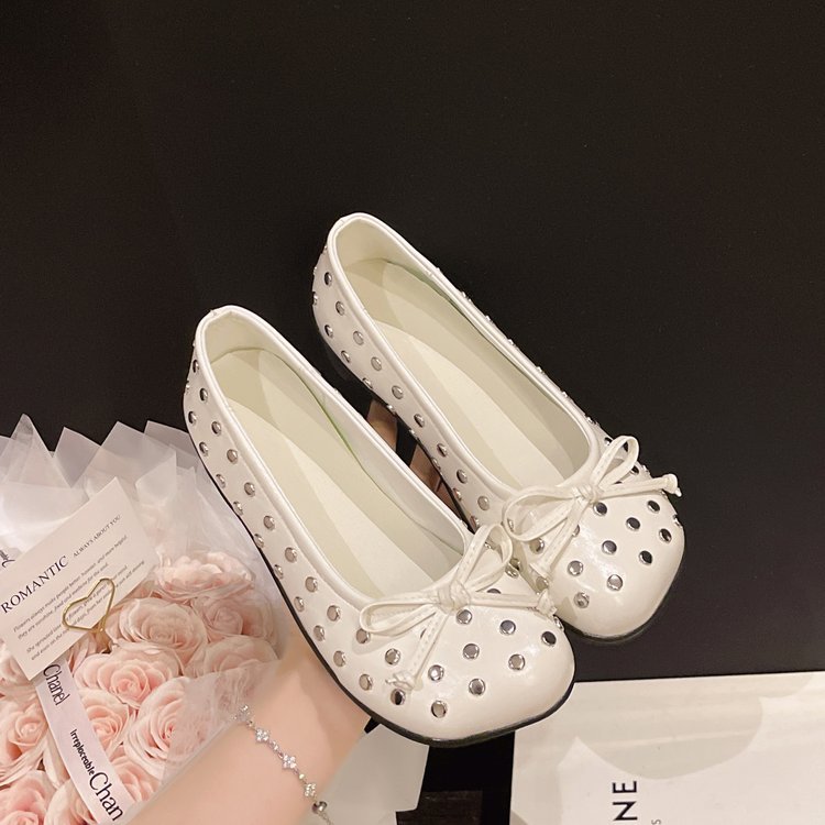 New Summer Rivet Bow Mary Jane Shoes Slip On Inner Heightening Ballet Flats For Women - pokemaffd0f8ae353af55ae708850bf6e93d4f