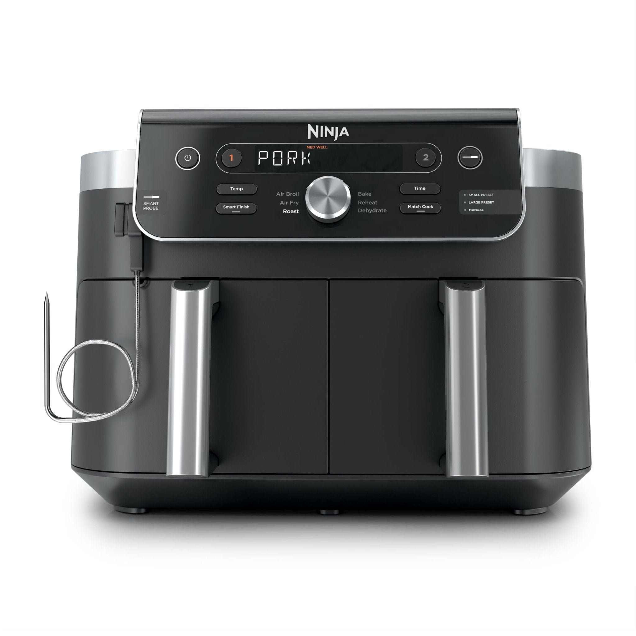 Ninja Foodi 6-in-1 8-qt. (7.6L) 2-Basket Air Fryer DualZone Technology, Match Cook & Smart Finish to Roast, Broil, Dehydrate & More for Quick, Easy Meals, Slate Grey (DZ201C) Canadian Version - pokemaNinja Foodi 6-in-1 8-qt. (7.6L) 2-Basket Air Fryer DualZone Technology, Match Cook & Smart Finish to Roast, Broil, Dehydrate & More for Quick, Easy Meals, Slate Grey (DZ201C) Canadian Version