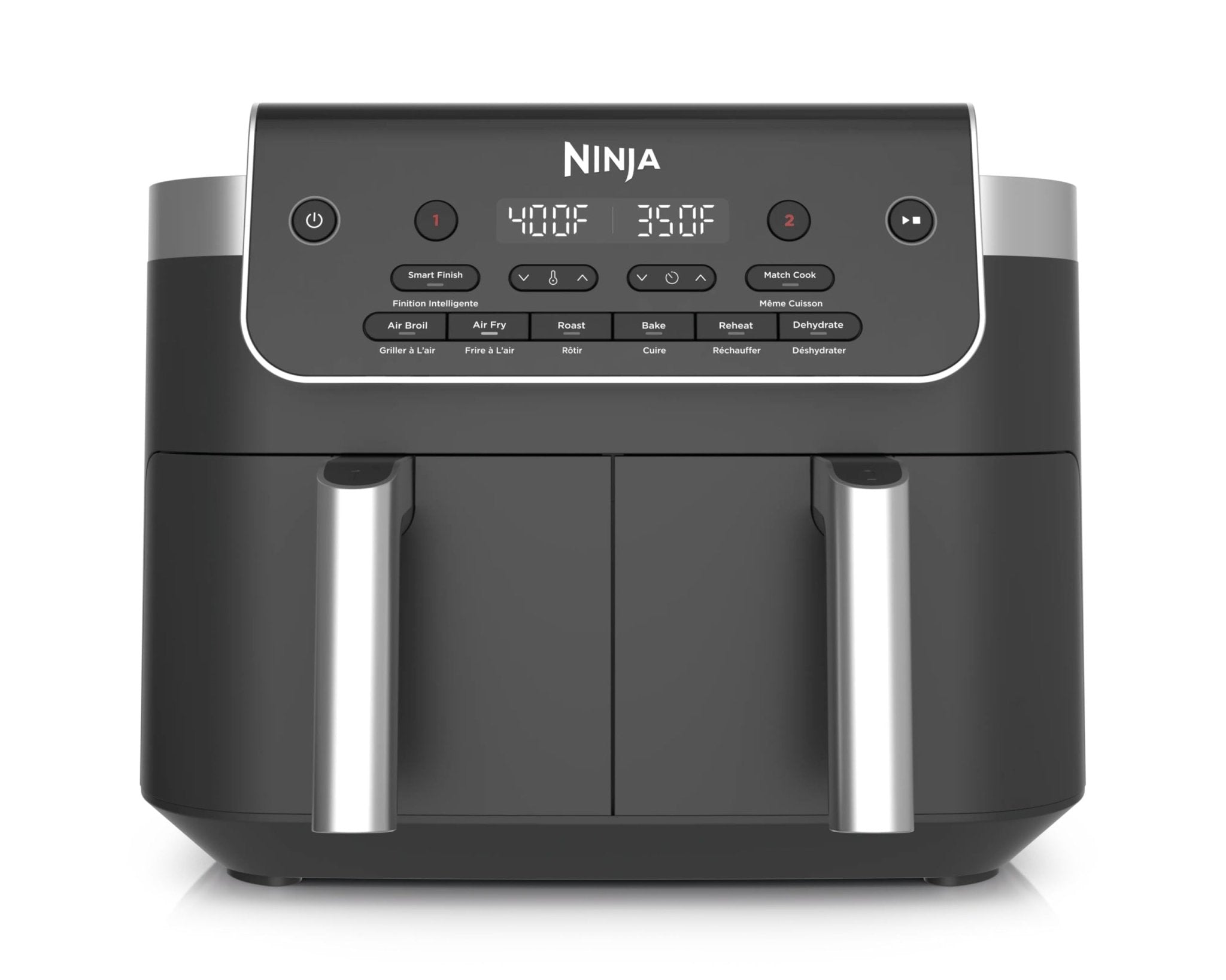 Ninja Foodi 6-in-1 8-qt. (7.6L) 2-Basket Air Fryer DualZone Technology, Match Cook & Smart Finish to Roast, Broil, Dehydrate & More for Quick, Easy Meals, Slate Grey (DZ201C) Canadian Version - pokemaNinja Foodi 6-in-1 8-qt. (7.6L) 2-Basket Air Fryer DualZone Technology, Match Cook & Smart Finish to Roast, Broil, Dehydrate & More for Quick, Easy Meals, Slate Grey (DZ201C) Canadian Version