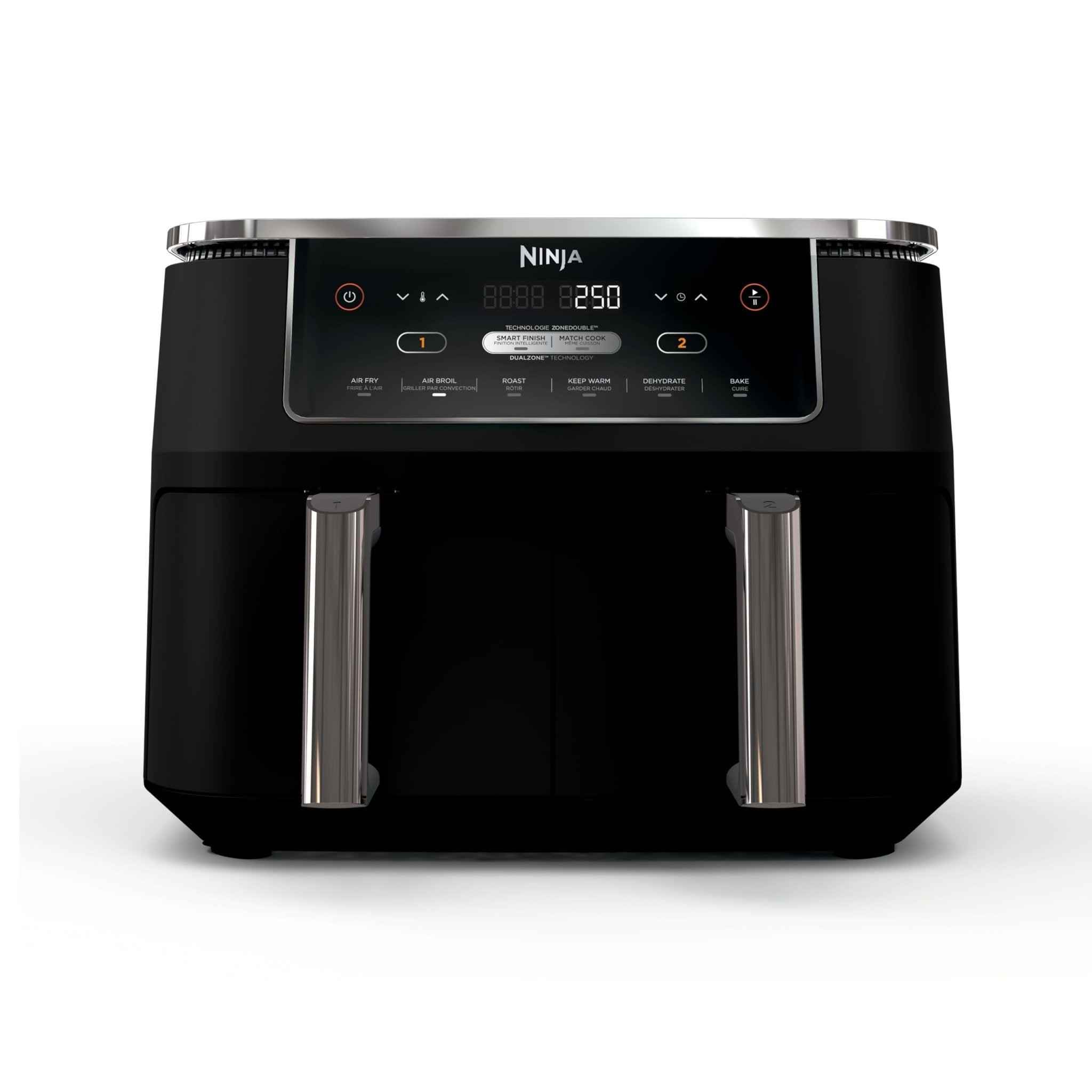Ninja Foodi 6-in-1 8-qt. (7.6L) 2-Basket Air Fryer DualZone Technology, Match Cook & Smart Finish to Roast, Broil, Dehydrate & More for Quick, Easy Meals, Slate Grey (DZ201C) Canadian Version - pokemaNinja Foodi 6-in-1 8-qt. (7.6L) 2-Basket Air Fryer DualZone Technology, Match Cook & Smart Finish to Roast, Broil, Dehydrate & More for Quick, Easy Meals, Slate Grey (DZ201C) Canadian Version