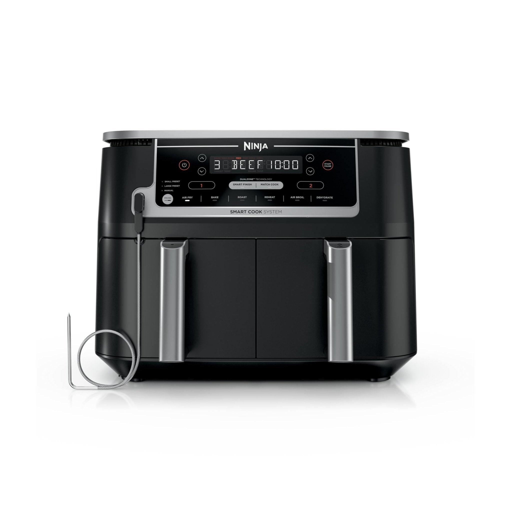 Ninja Foodi 6-in-1 8-qt. (7.6L) 2-Basket Air Fryer DualZone Technology, Match Cook & Smart Finish to Roast, Broil, Dehydrate & More for Quick, Easy Meals, Slate Grey (DZ201C) Canadian Version - pokemaNinja Foodi 6-in-1 8-qt. (7.6L) 2-Basket Air Fryer DualZone Technology, Match Cook & Smart Finish to Roast, Broil, Dehydrate & More for Quick, Easy Meals, Slate Grey (DZ201C) Canadian Version