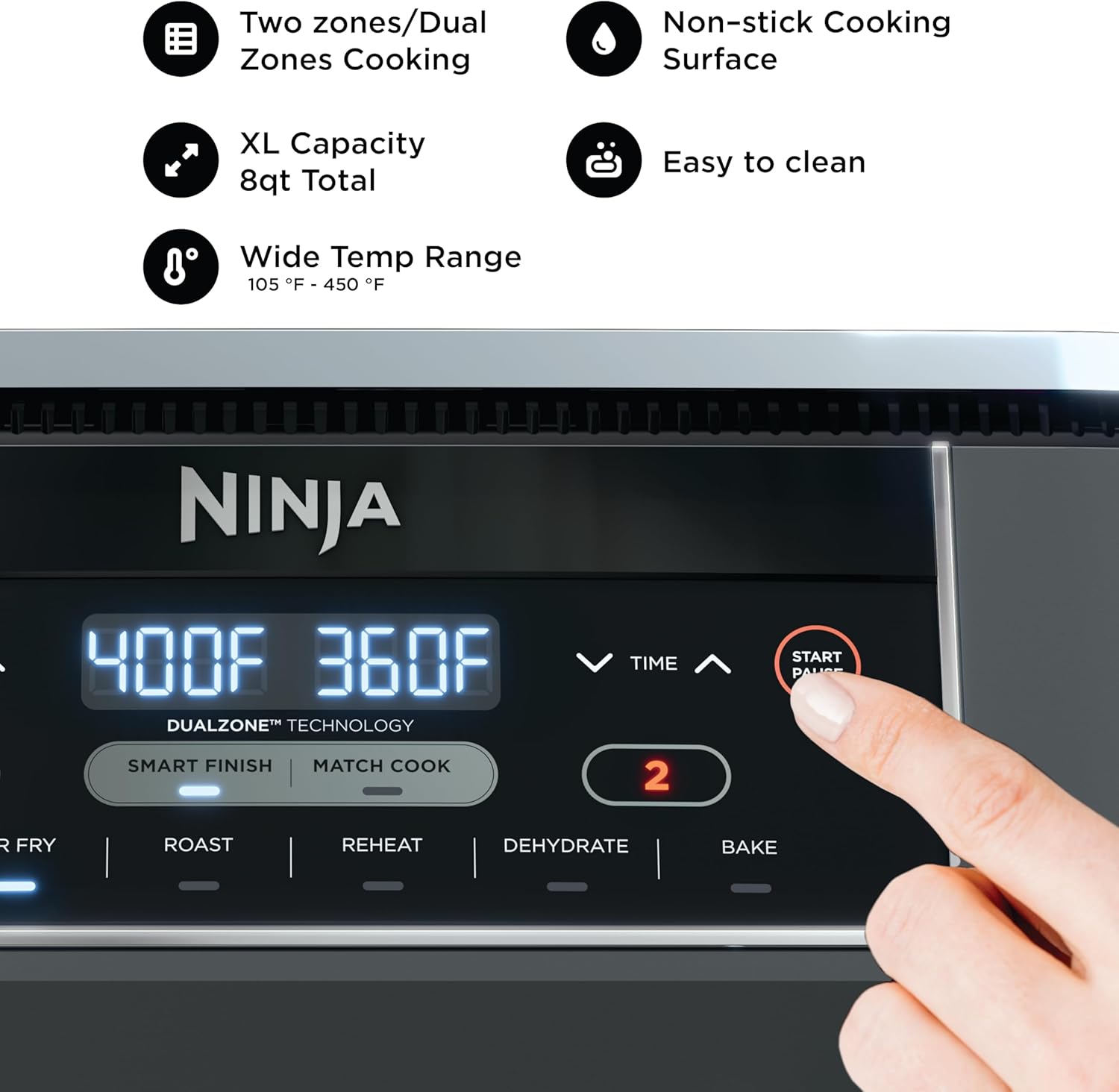 Ninja Foodi 6-in-1 8-qt. (7.6L) 2-Basket Air Fryer DualZone Technology, Match Cook & Smart Finish to Roast, Broil, Dehydrate & More for Quick, Easy Meals, Slate Grey (DZ201C) Canadian Version - pokemaNinja Foodi 6-in-1 8-qt. (7.6L) 2-Basket Air Fryer DualZone Technology, Match Cook & Smart Finish to Roast, Broil, Dehydrate & More for Quick, Easy Meals, Slate Grey (DZ201C) Canadian Version