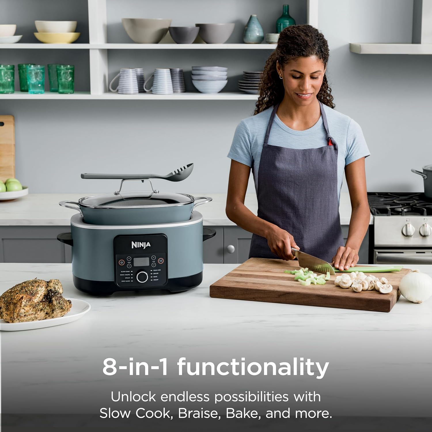 Ninja MC1001C Foodi PossibleCooker PRO 8.5 Quart Multi-Cooker, with 8-in-1 Slow Cooker,Dutch Oven,Steamer &More,Glass Lid & Integrated Spoon,Nonstick,Oven Safe Pot to 500°F,Sea Salt Gray,Sea Salt Grey - pokemaNinja MC1001C Foodi PossibleCooker PRO 8.5 Quart Multi-Cooker, with 8-in-1 Slow Cooker,Dutch Oven,Steamer &More,Glass Lid & Integrated Spoon,Nonstick,Oven Safe Pot to 500°F,Sea Salt Gray,Sea Salt Grey