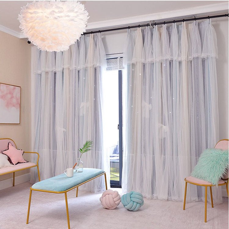 Nordic Simple Hollow Star Princess Wind Bedroom Blackout Curtains - pokemae8576194a7710e2e791aba5e260e3a6c