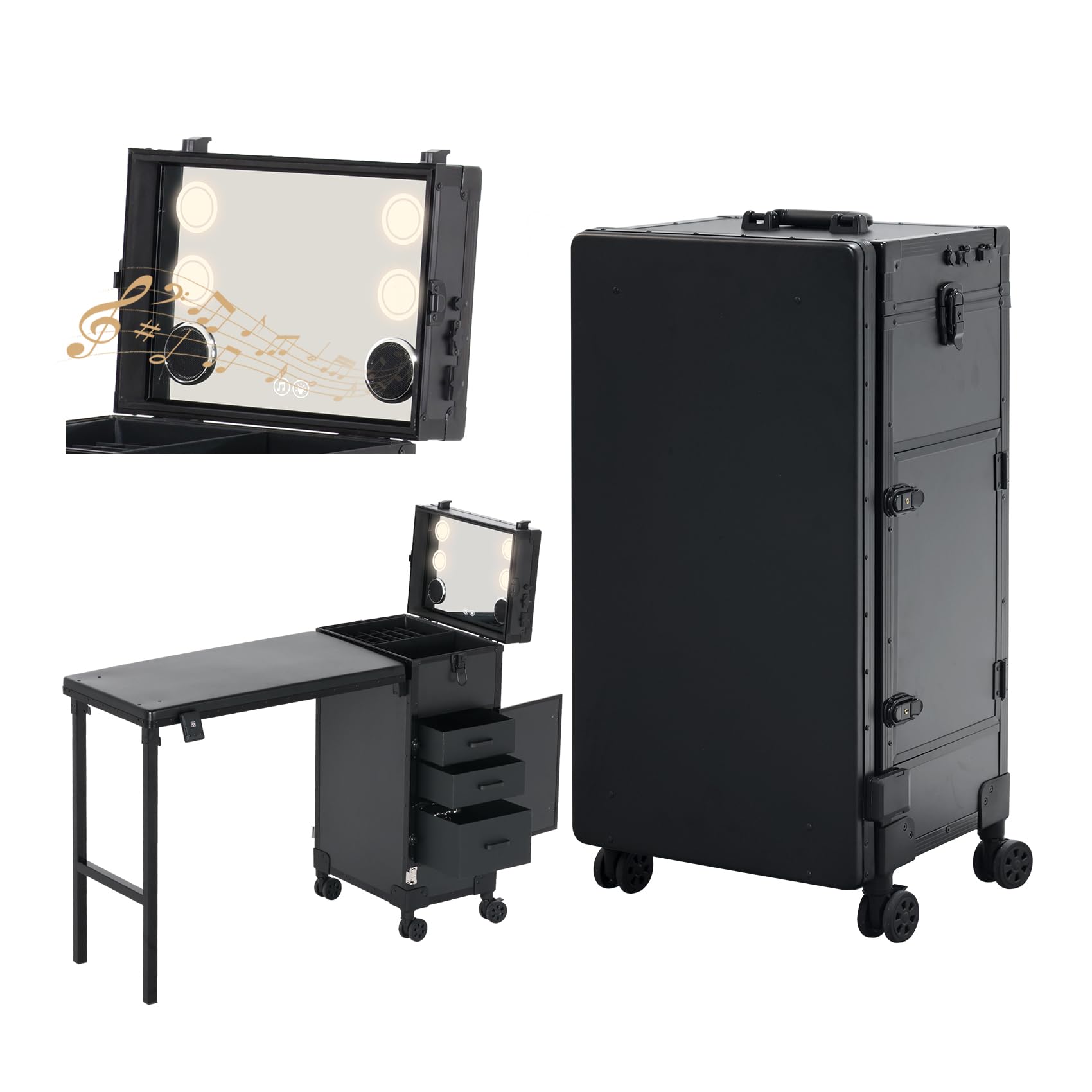 OBOX Rolling Portable Manicure Table with 3 Drawers, Lockable Makeup Train Case with Mirror, Foldable Nail Desk with Wheels & Handle, Mesa de Uñas Profesional para Nail Techs & Salon Use, Pink - pokemaOBOX Rolling Portable Manicure Table with 3 Drawers, Lockable Makeup Train Case with Mirror, Foldable Nail Desk with Wheels & Handle, Mesa de Uñas Profesional para Nail Techs & Salon Use, Pink