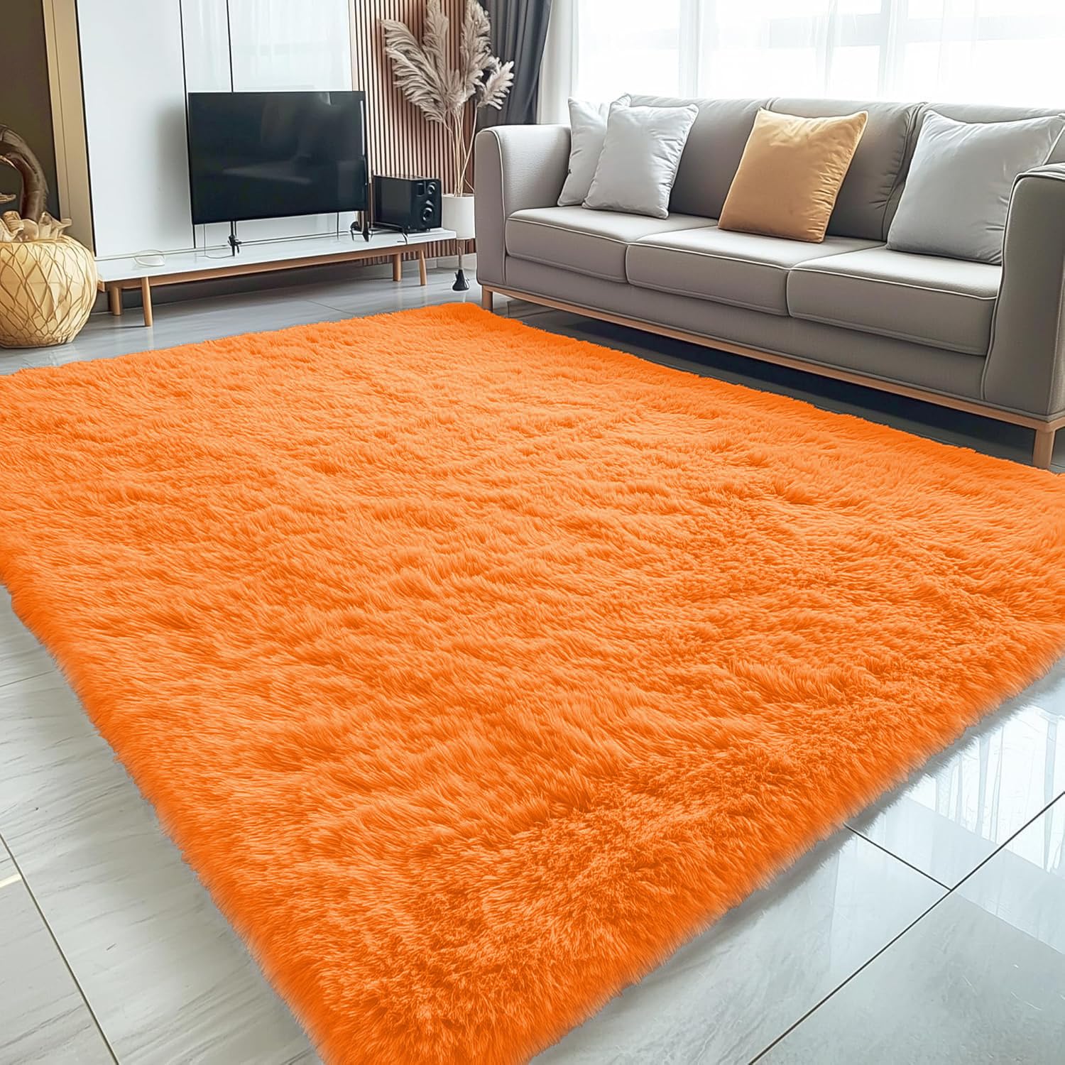 OLANLY Fluffy Area Rug for Living Room Bedroom, 5x8 Feet Soft Shaggy Non-Slip Carpet, Indoor Modern Plush Area Rugs for Kids Girls and Boys, Dorms, Nursery Rooms, Home Decor, Coffee - pokemaOLANLY Fluffy Area Rug for Living Room Bedroom, 5x8 Feet Soft Shaggy Non-Slip Carpet, Indoor Modern Plush Area Rugs for Kids Girls and Boys, Dorms, Nursery Rooms, Home Decor, Coffee