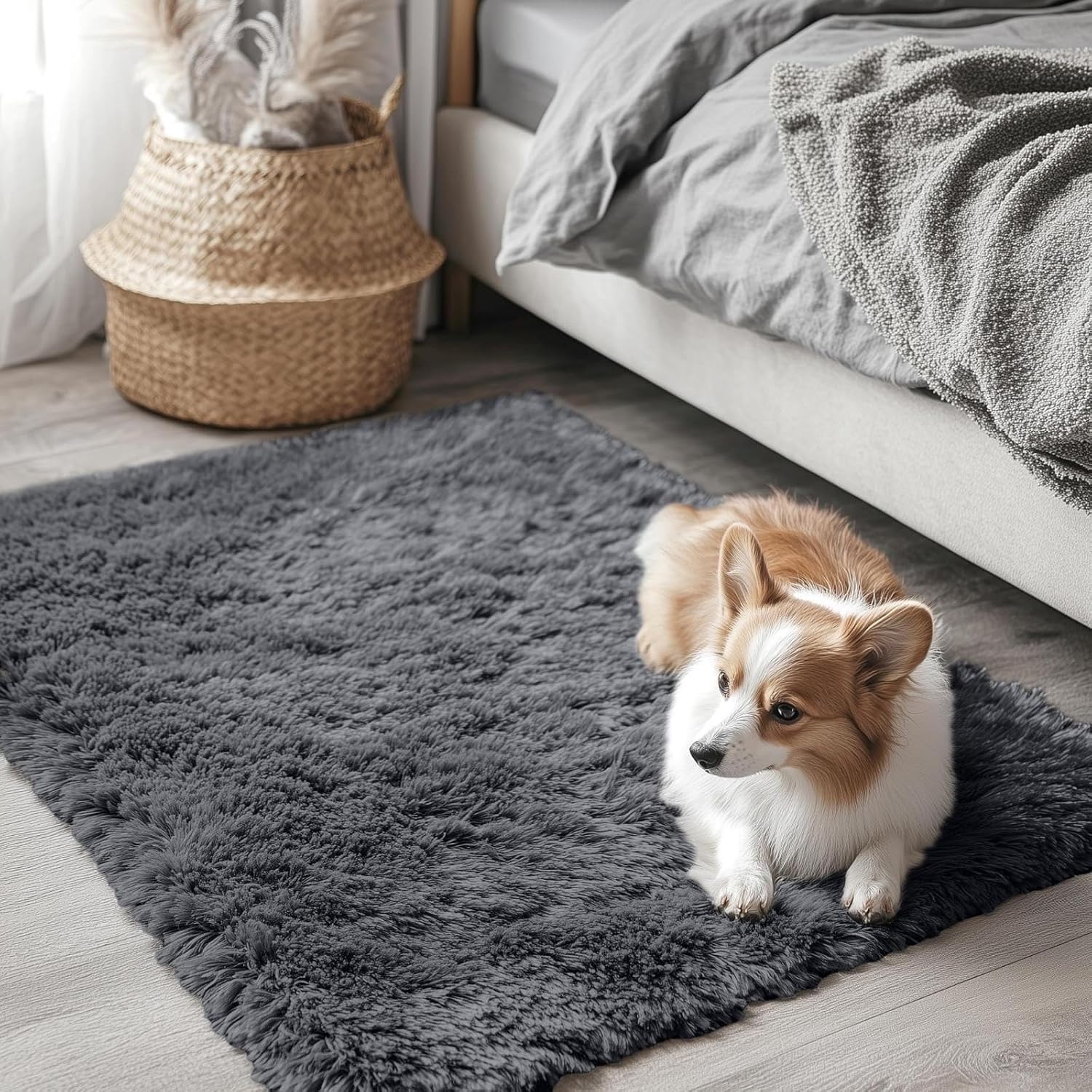 OLANLY Fluffy Area Rug for Living Room Bedroom, 5x8 Feet Soft Shaggy Non-Slip Carpet, Indoor Modern Plush Area Rugs for Kids Girls and Boys, Dorms, Nursery Rooms, Home Decor, Coffee - pokemaOLANLY Fluffy Area Rug for Living Room Bedroom, 5x8 Feet Soft Shaggy Non-Slip Carpet, Indoor Modern Plush Area Rugs for Kids Girls and Boys, Dorms, Nursery Rooms, Home Decor, Coffee