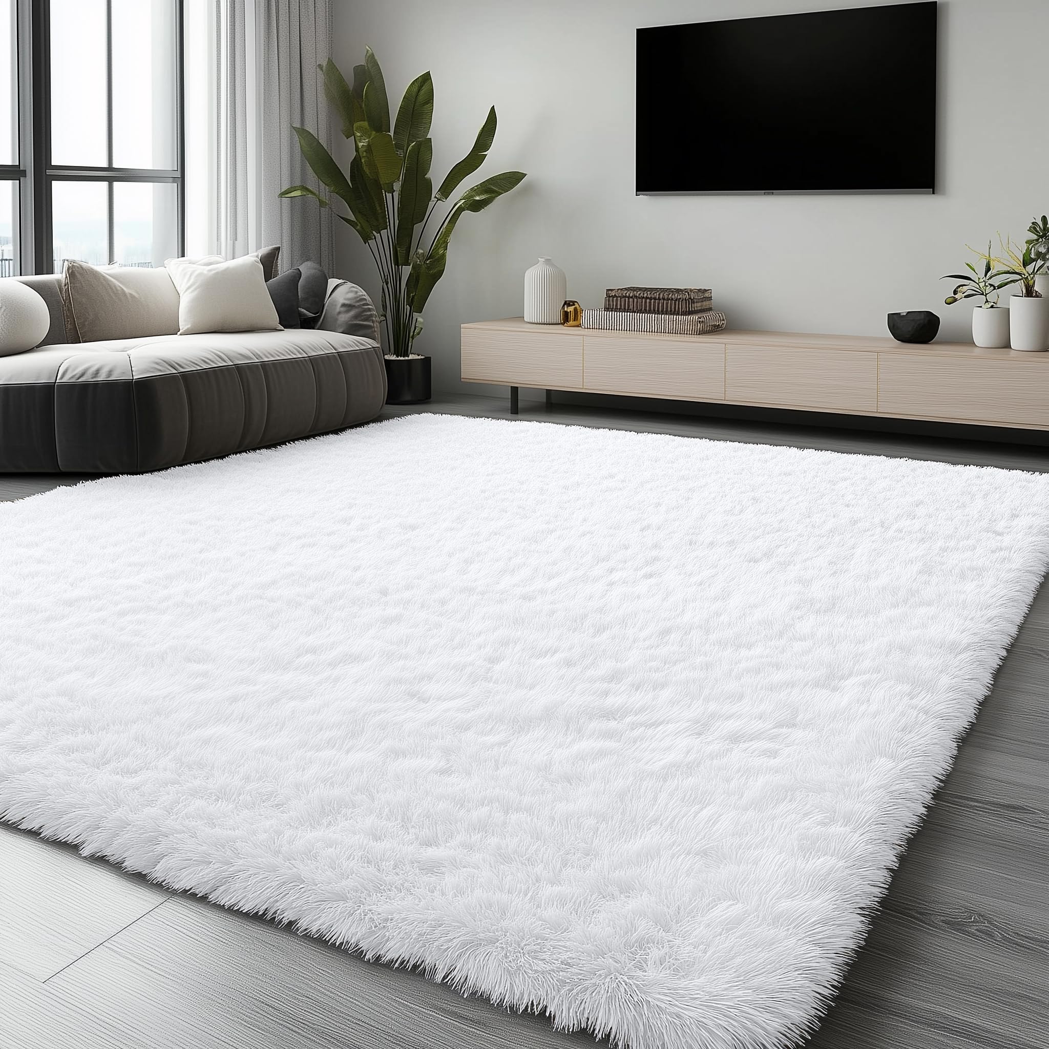 OLANLY Fluffy Area Rug for Living Room Bedroom, 5x8 Feet Soft Shaggy Non-Slip Carpet, Indoor Modern Plush Area Rugs for Kids Girls and Boys, Dorms, Nursery Rooms, Home Decor, Coffee - pokemaOLANLY Fluffy Area Rug for Living Room Bedroom, 5x8 Feet Soft Shaggy Non-Slip Carpet, Indoor Modern Plush Area Rugs for Kids Girls and Boys, Dorms, Nursery Rooms, Home Decor, Coffee