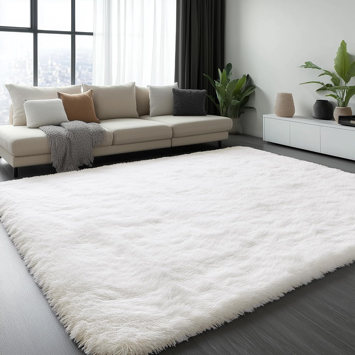 OLANLY Fluffy Area Rug for Living Room Bedroom, 5x8 Feet Soft Shaggy Non-Slip Carpet, Indoor Modern Plush Area Rugs for Kids Girls and Boys, Dorms, Nursery Rooms, Home Decor, Coffee - pokemaOLANLY Fluffy Area Rug for Living Room Bedroom, 5x8 Feet Soft Shaggy Non-Slip Carpet, Indoor Modern Plush Area Rugs for Kids Girls and Boys, Dorms, Nursery Rooms, Home Decor, Coffee