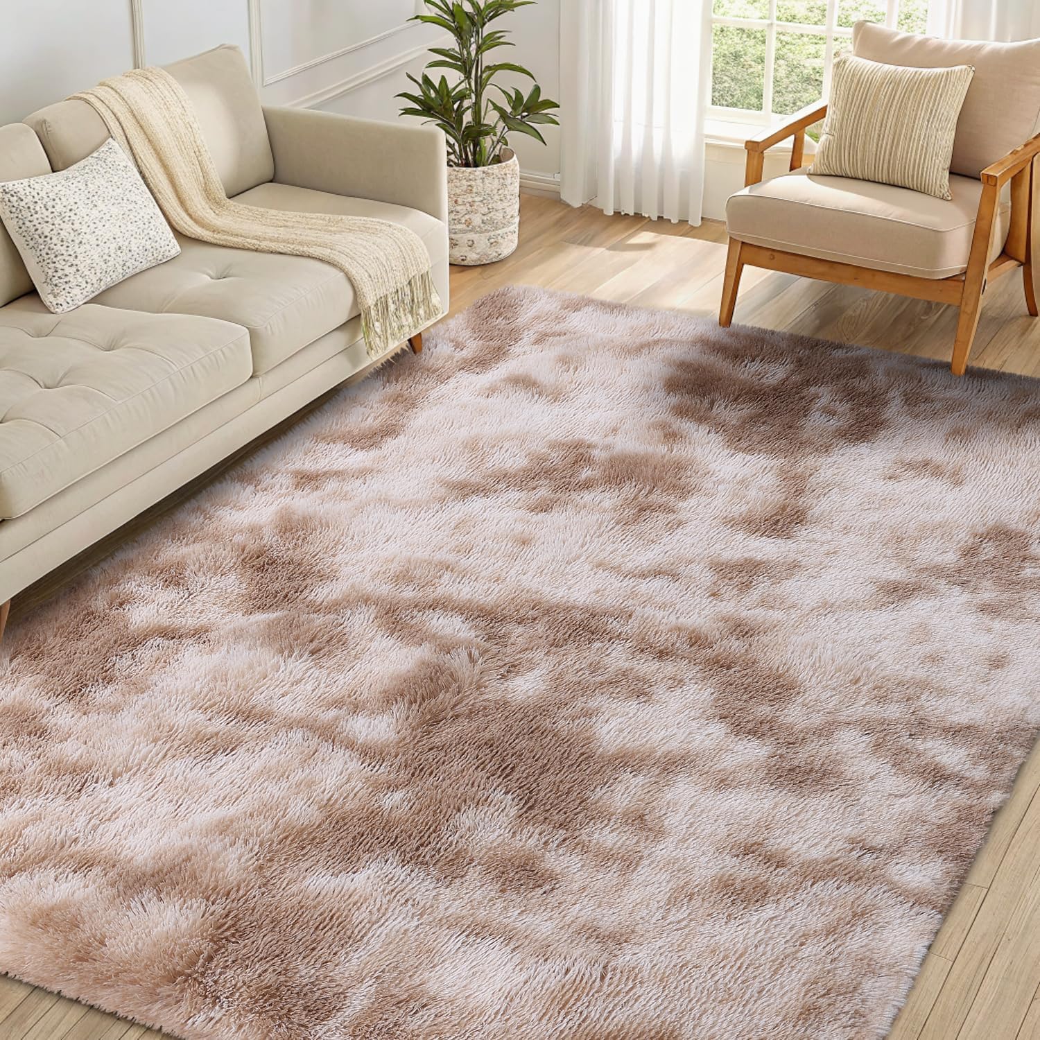 OLANLY Fluffy Area Rug for Living Room Bedroom, 5x8 Feet Soft Shaggy Non-Slip Carpet, Indoor Modern Plush Area Rugs for Kids Girls and Boys, Dorms, Nursery Rooms, Home Decor, Coffee - pokemaOLANLY Fluffy Area Rug for Living Room Bedroom, 5x8 Feet Soft Shaggy Non-Slip Carpet, Indoor Modern Plush Area Rugs for Kids Girls and Boys, Dorms, Nursery Rooms, Home Decor, Coffee
