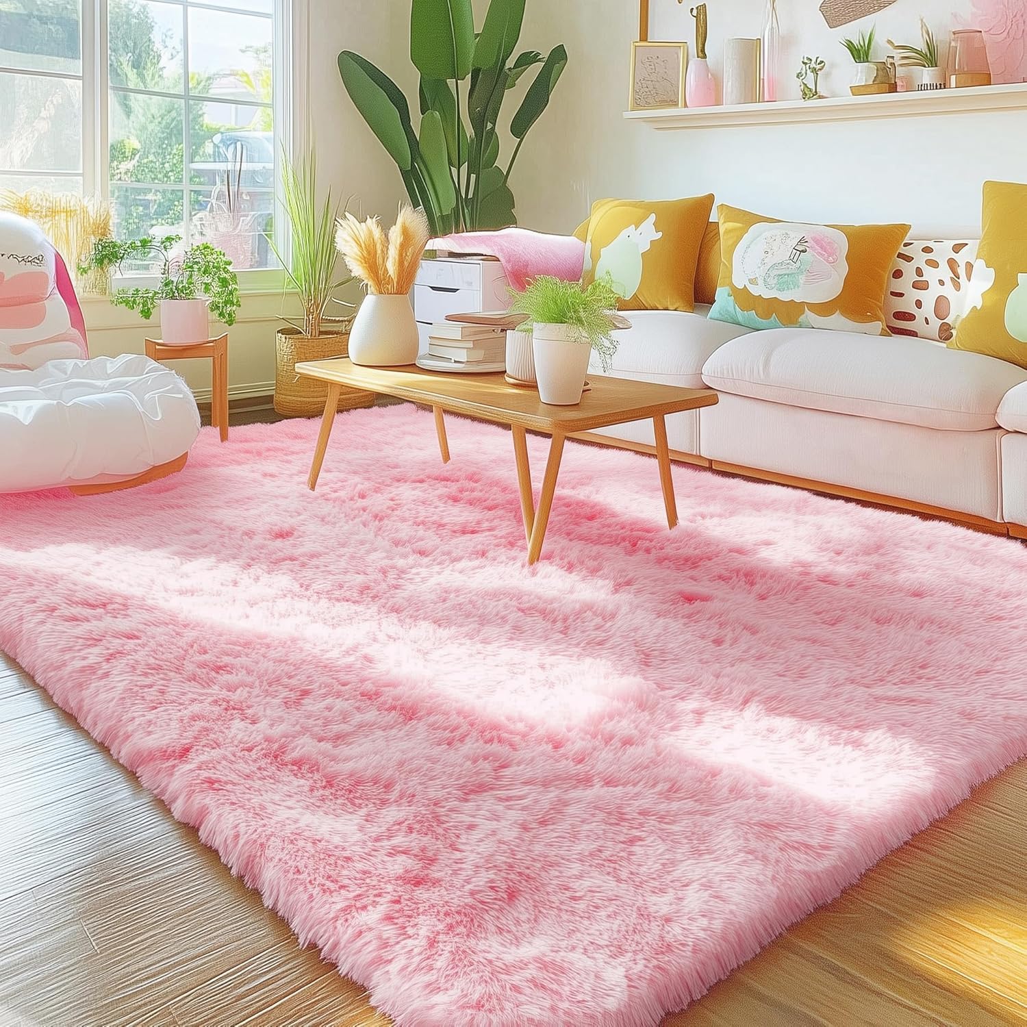 OLANLY Fluffy Area Rug for Living Room Bedroom, 5x8 Feet Soft Shaggy Non-Slip Carpet, Indoor Modern Plush Area Rugs for Kids Girls and Boys, Dorms, Nursery Rooms, Home Decor, Coffee - pokemaOLANLY Fluffy Area Rug for Living Room Bedroom, 5x8 Feet Soft Shaggy Non-Slip Carpet, Indoor Modern Plush Area Rugs for Kids Girls and Boys, Dorms, Nursery Rooms, Home Decor, Coffee